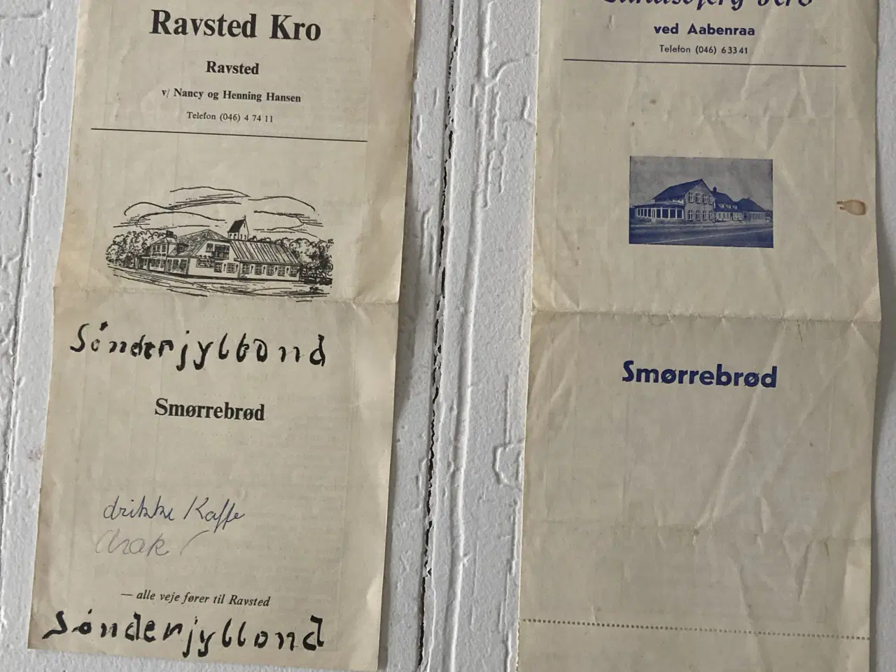 Billede 1 - 2 gl. Smørrebrødssedler fra 60`erne