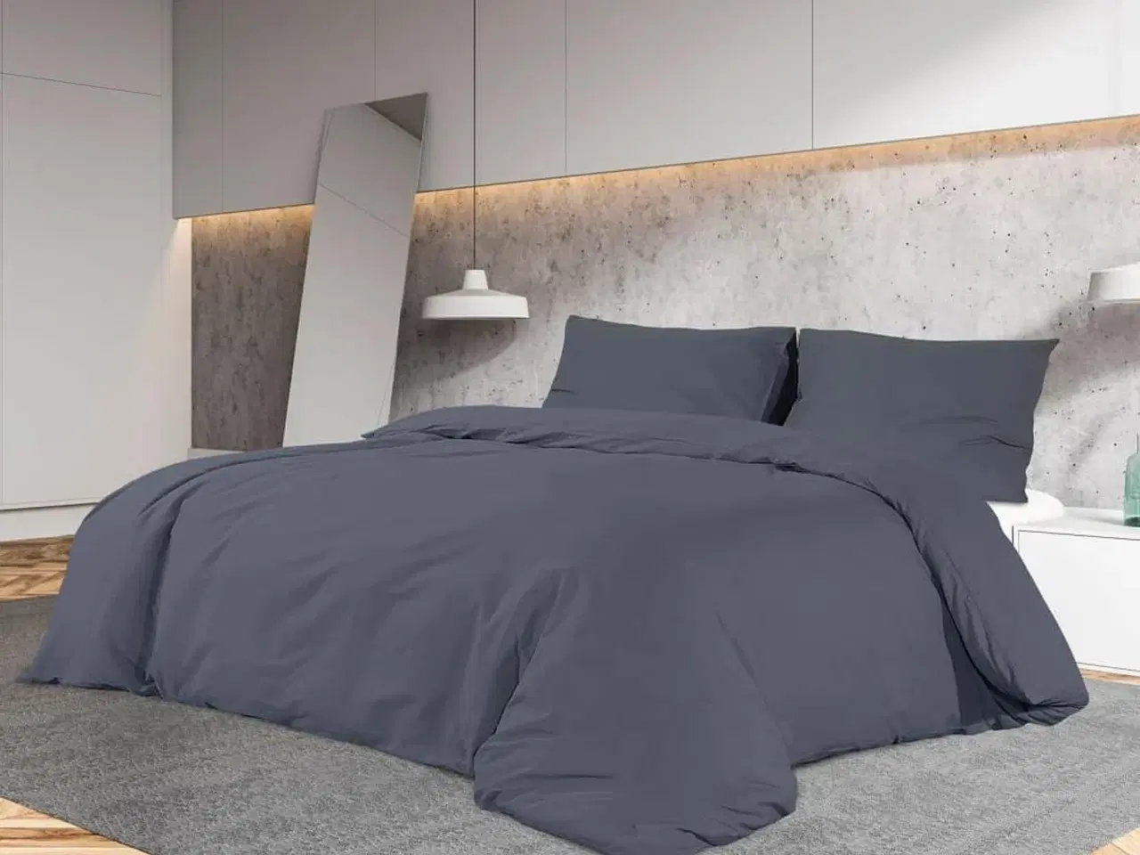 Billede 1 - Sengetøj 200x220 cm let mikrofiberstof antracitgrå
