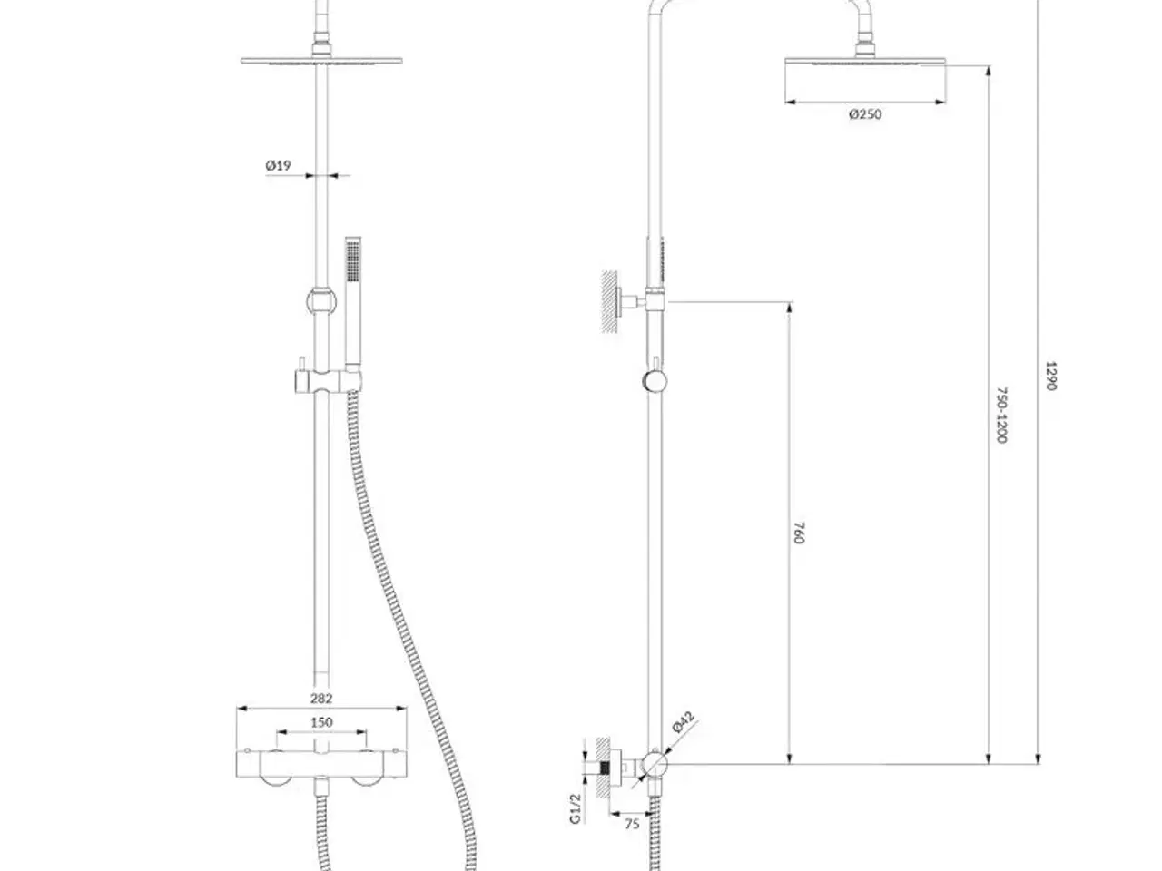 Billede 2 - Termostatisk krom brusersæt til udsat installation, ny I boks
