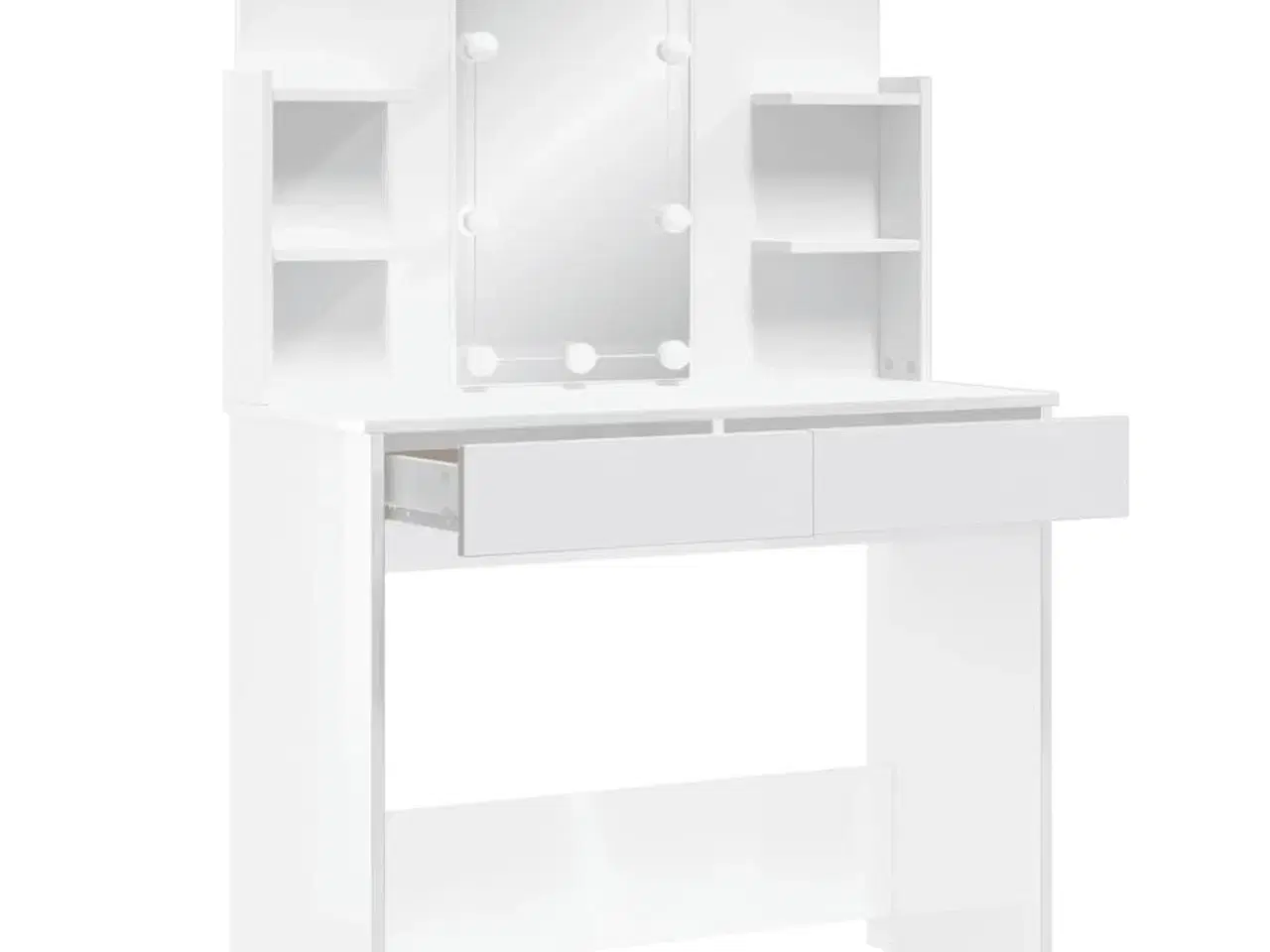 Billede 4 - Makeupbord med LED-lys 96x40x142 cm hvid højglans
