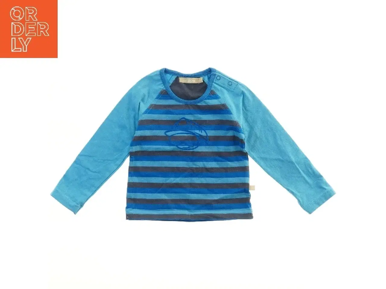 Billede 1 - Langærmet T-shirt med striber og motiv fra Petibom (str. 80)