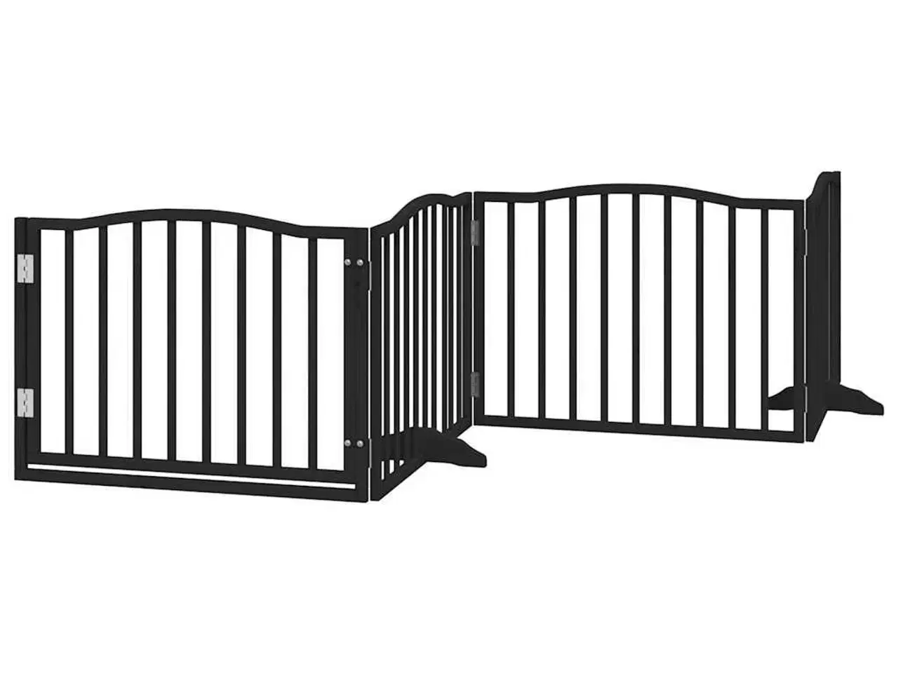 Billede 2 - Hundegitter med dør, foldbar, 4 paneler, sort, 320 cm, poppeltræ