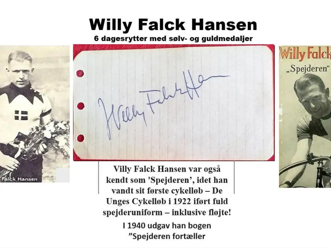 Billede 1 - Autograf af 6 dages-rytteren WILLY FALK HANSEN
