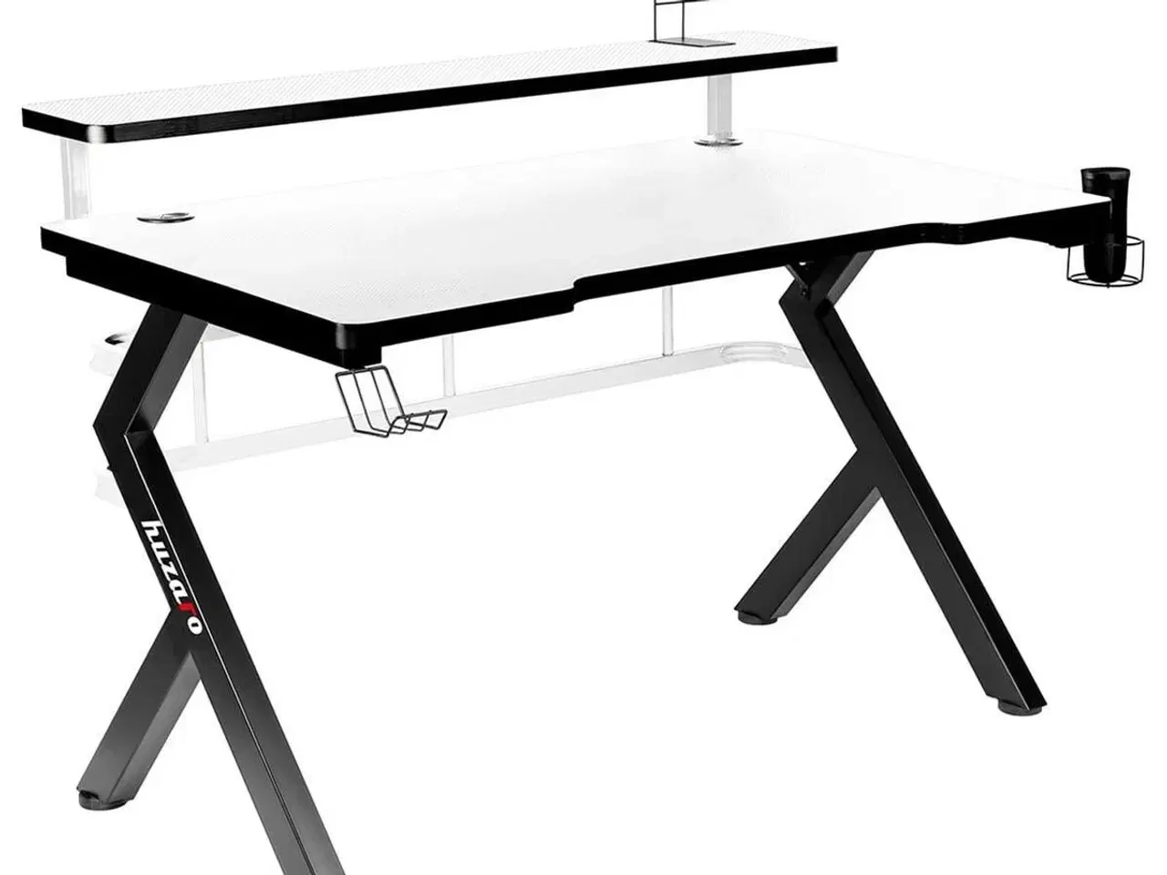 Billede 5 - Huzaro HZ-Hero 5.0 gaming skrivebord - hvid/sort kulfiber 120 x 60 cm