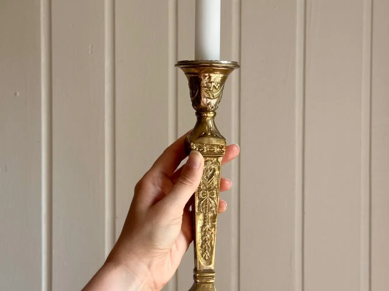 Billede 1 - Stor messingstage, empirestil