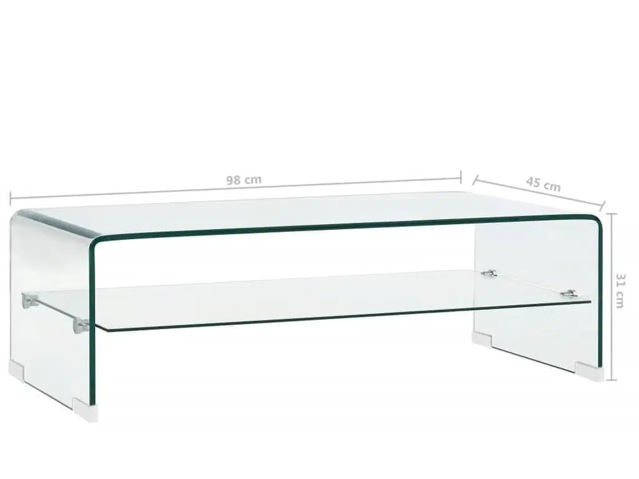 Billede 5 - Sofabord 98 x 45 x 31 cm hærdet glas transparent