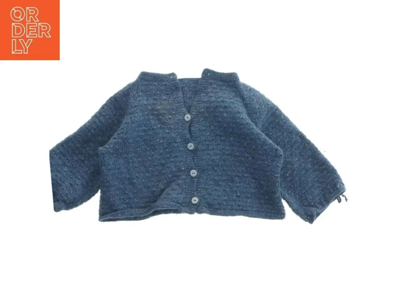 Billede 1 - Blå strik cardigan til barn i ren uld (str. Bryst, 30 cm. længde 25. cm)