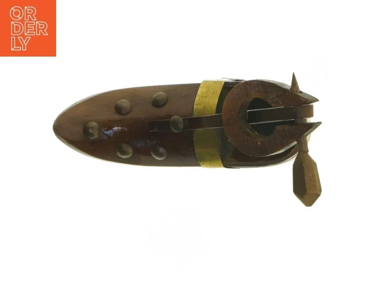 Billede 5 - Vintage Vinflaske holder i træ og messing (str. 15x15 cm)