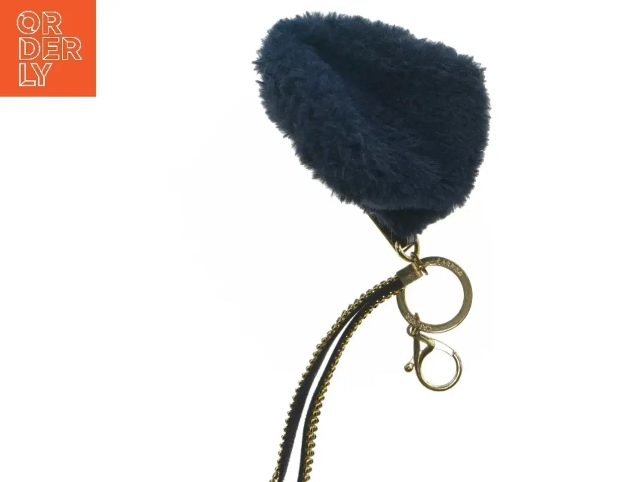Billede 5 - Blå pels pompom nøglering fra Carpisa (str. 10 x 10 cm uden rem)