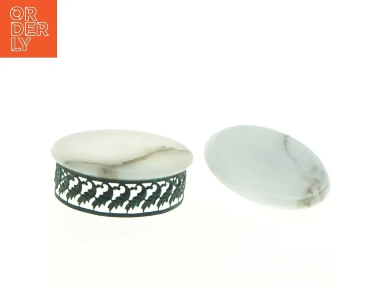 Billede 6 - Dekorativ marmor Potpourri krukke med guldkant og låg (str. 11 x 4 cm)