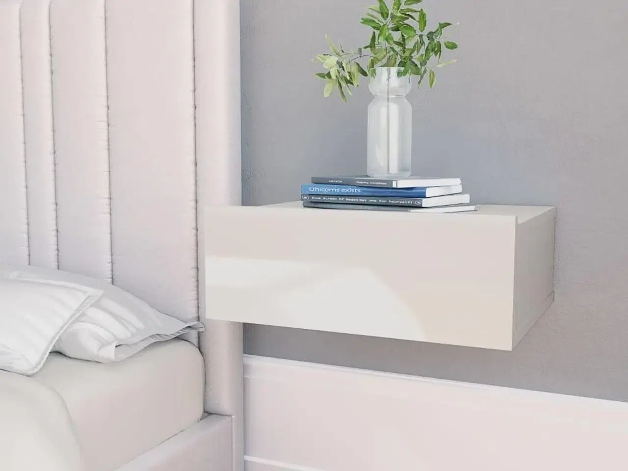 Billede 1 - Svævende natborde 2 stk. 40 x 30 x 15 cm konstrueret træ hvid