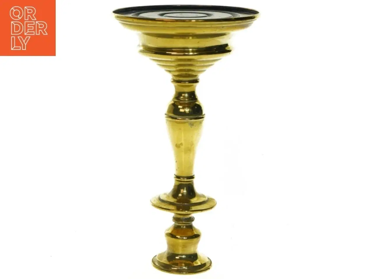 Billede 2 - Messinglysestage (str. 21 cm lang, 12 cm i diameter)