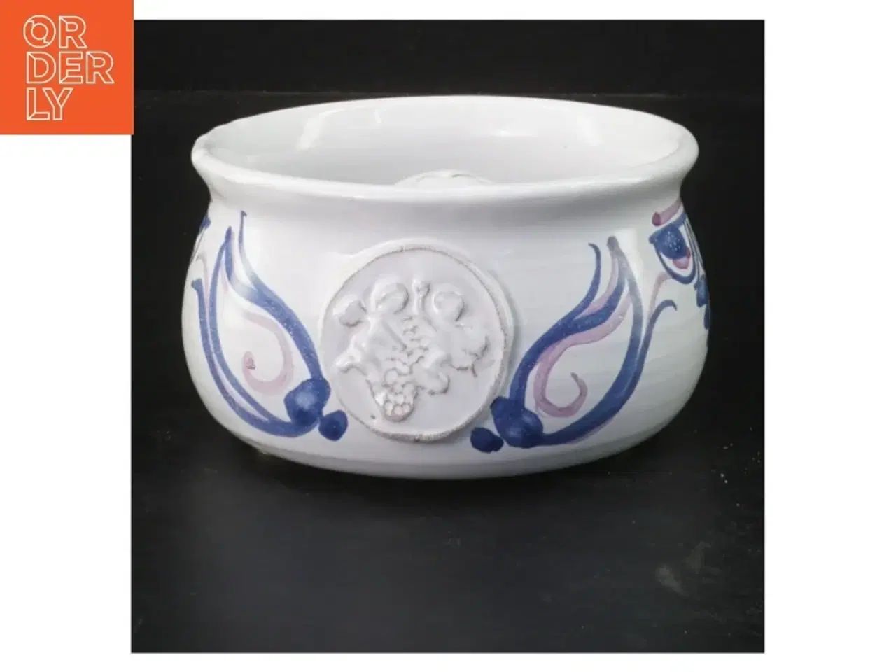 Billede 1 - Keramik skål med lilla mønster (str. Ø 12 cm)