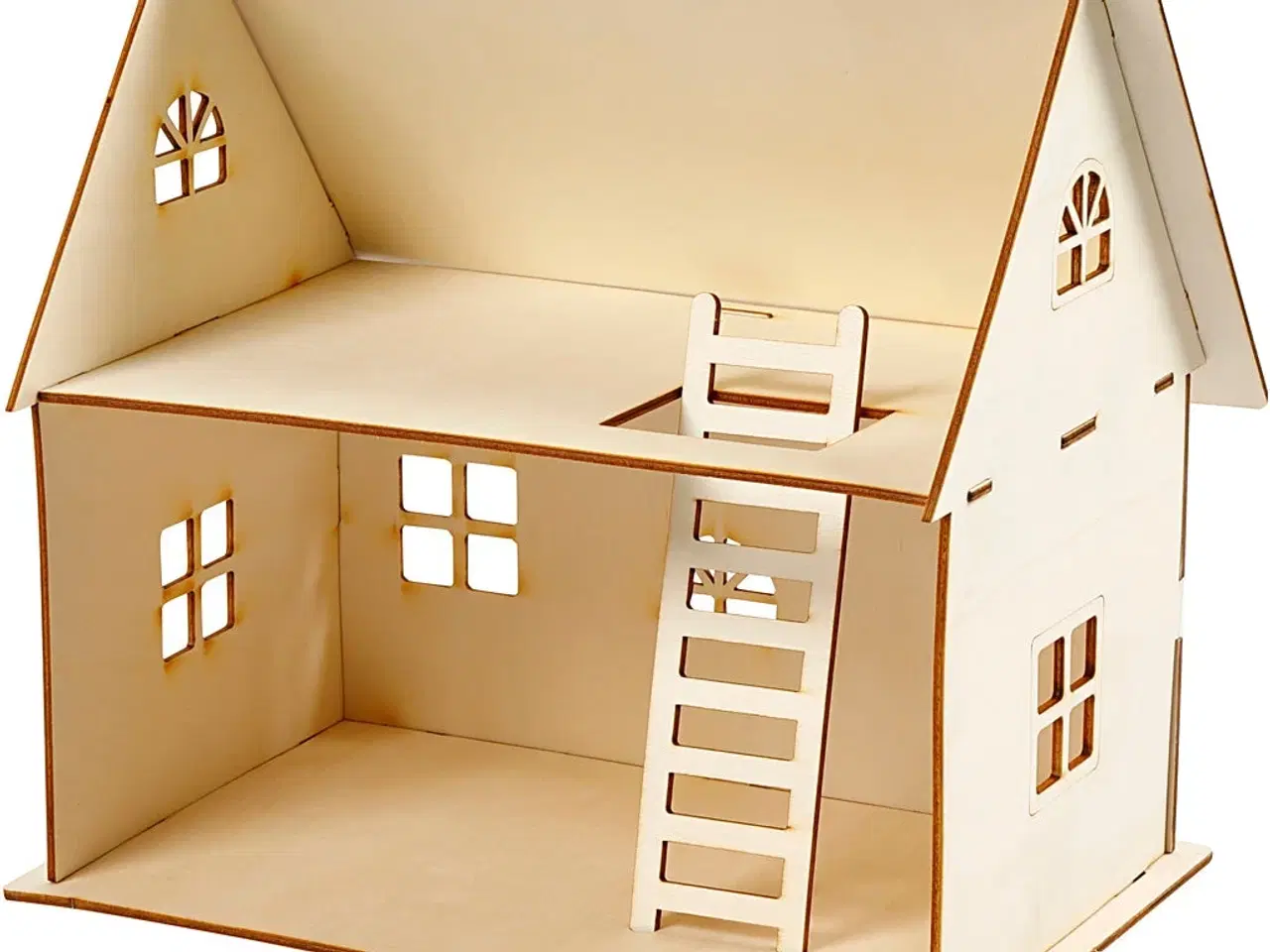 Billede 1 - Saml Selv Dukkehus i Lyst Træ - 25 cm Høj