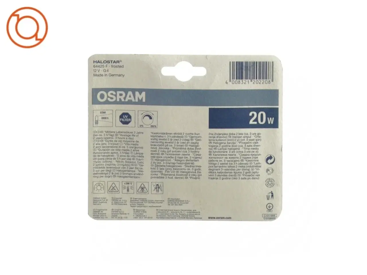 Billede 2 - Halogen pære (2 stk) fra Osram (str. 20W)