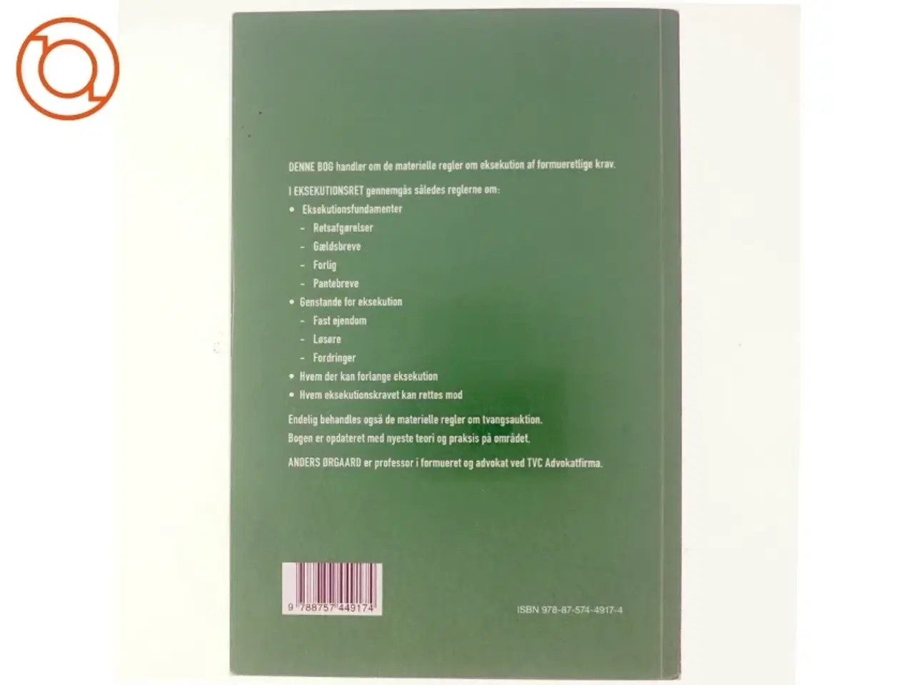 Billede 3 - Eksekutionsret : materiel foged- og auktionsret af Anders Ørgaard (Bog)