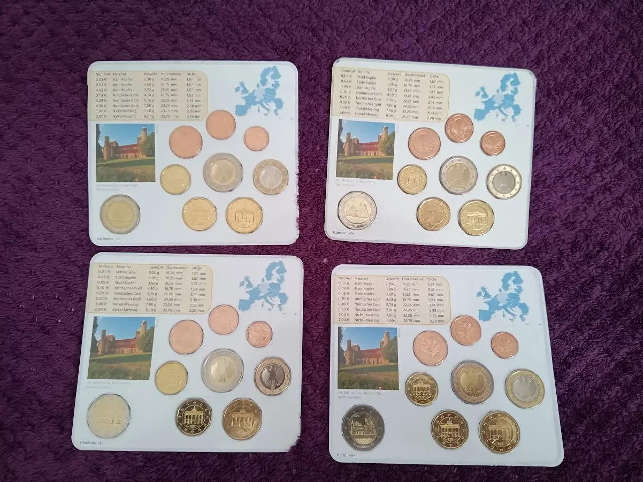 Billede 2 - 4 stk. Euroset Tyskland med erindringsmønt 