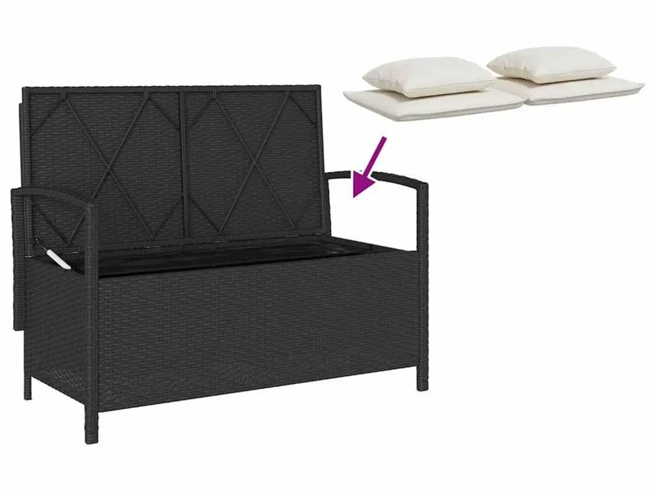 Billede 9 - Opbevaringsbænk til haven med hynde polyrattan sort