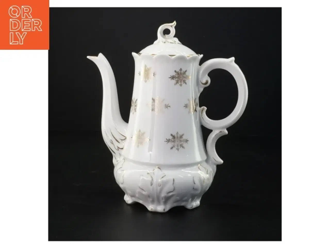 Billede 1 - Antik kaffekande i hvidt porcelæn med guld, Bing & Grøndahl (str. 24 x 13 cm)