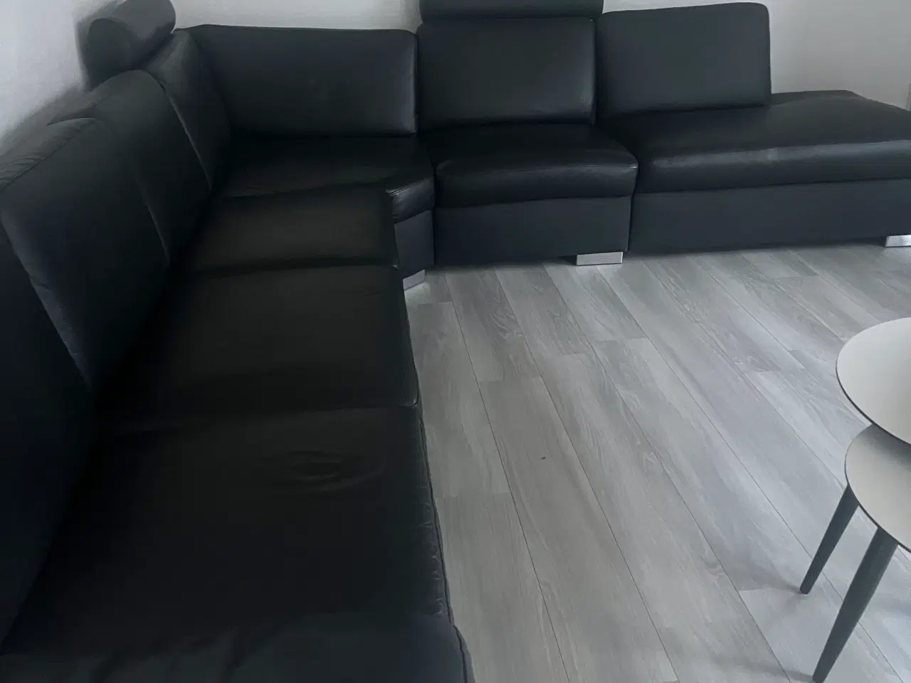 Billede 1 - Sort lædersofa/modulsofa med opbevaring