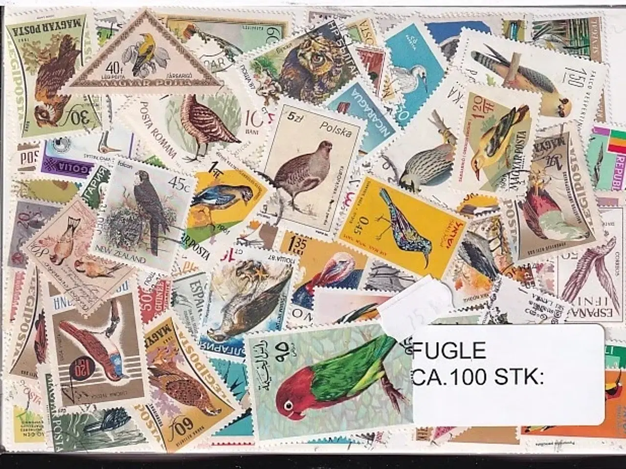 Billede 1 - Fugle på Frimærker. St/ust. 100 Stk.