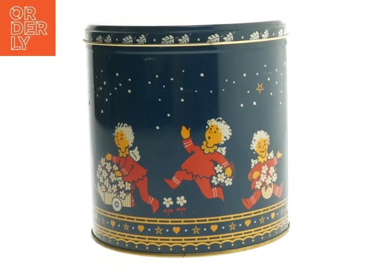 Billede 1 - Dekorativ opbevaringsdåse (str. Ø. 16 cm. længde. 16,5 cm)