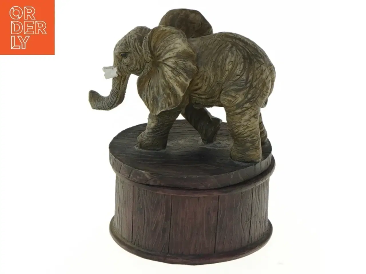 Billede 7 - Elefant dekoration på trææske (str. Ø 7,5x10 cm)