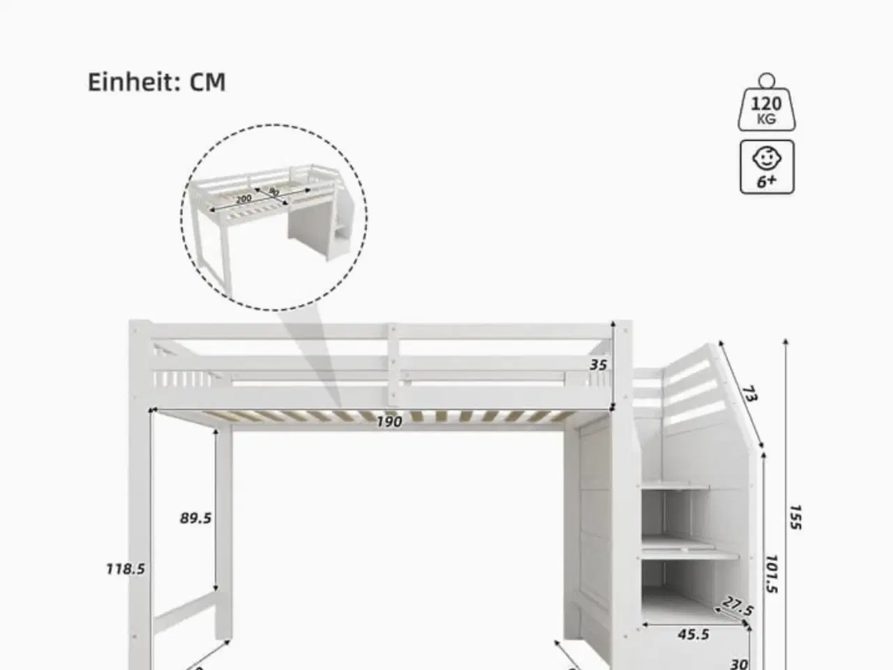 Billede 3 - Højseng med plads under