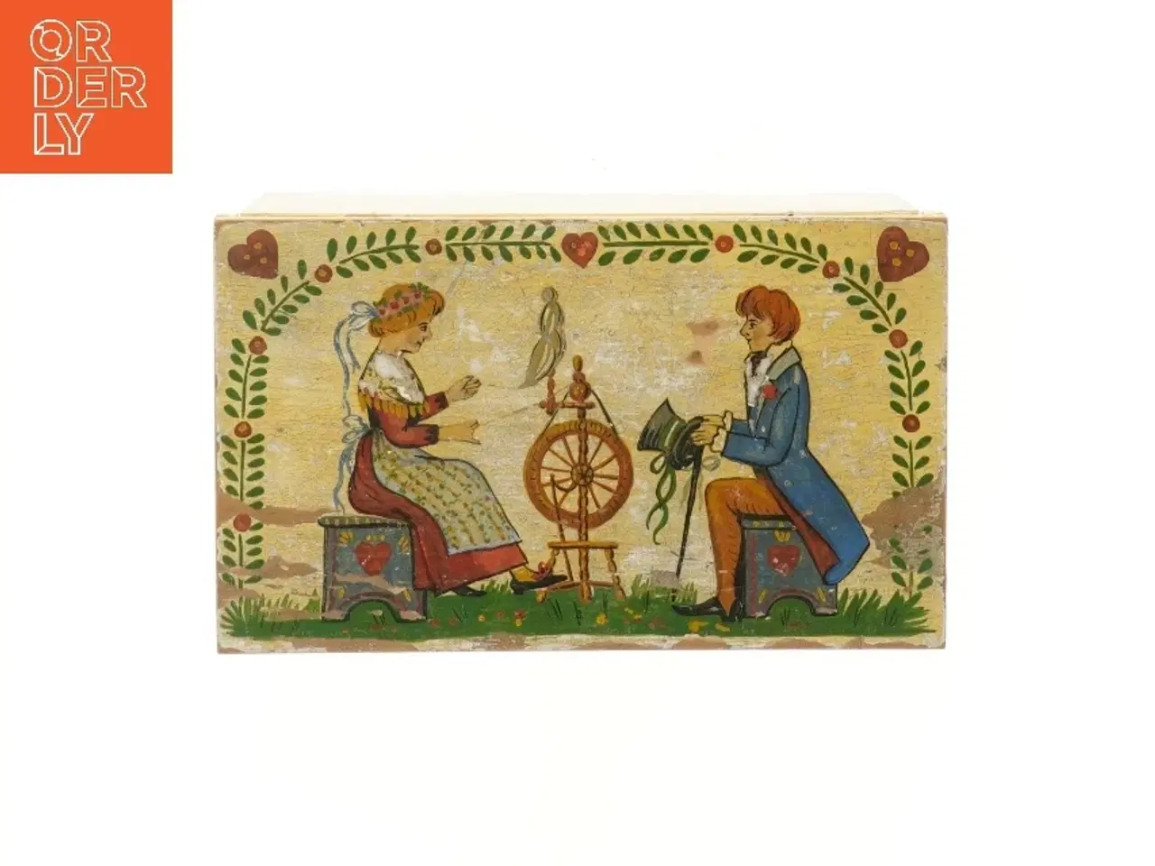 Billede 4 - Dekorativ trææske med håndmalet motiv (str. 23,5x14 cm)