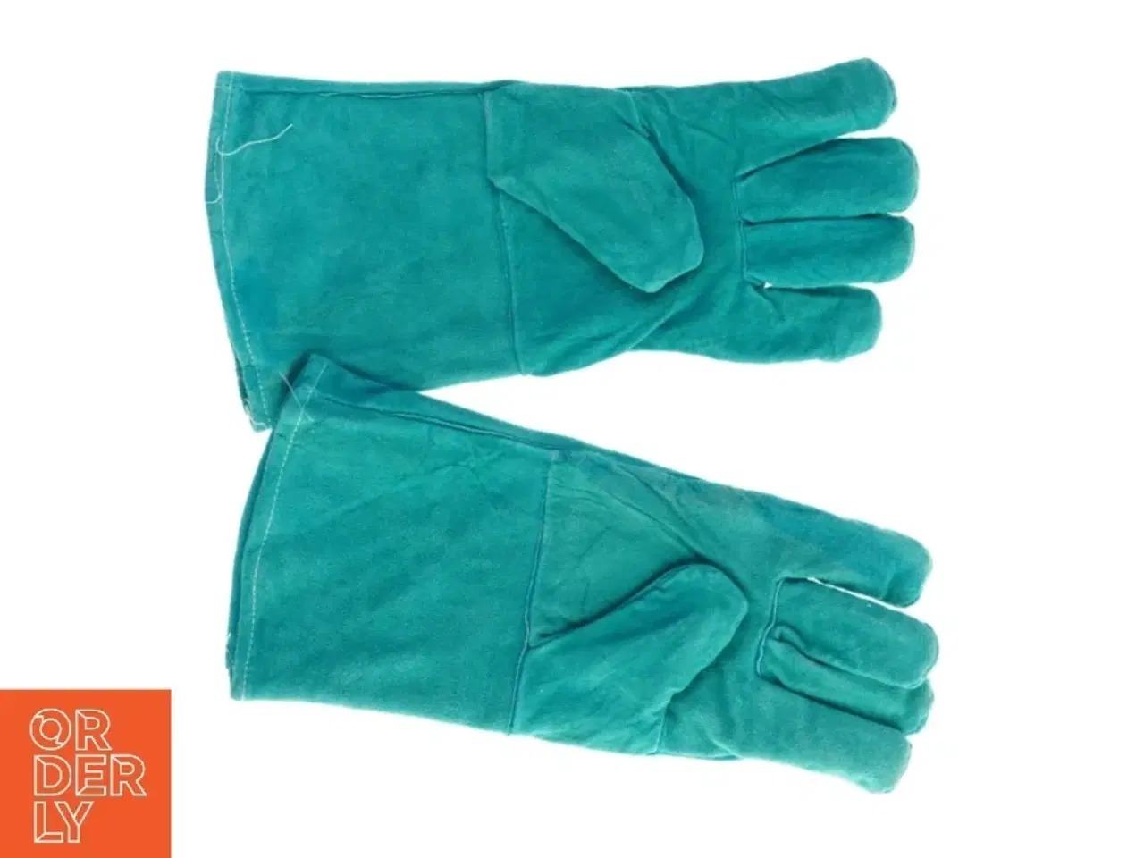 Billede 1 - Grønne varmeisolerende Grill handsker i Ruskind (str. 33 x 17 cm)