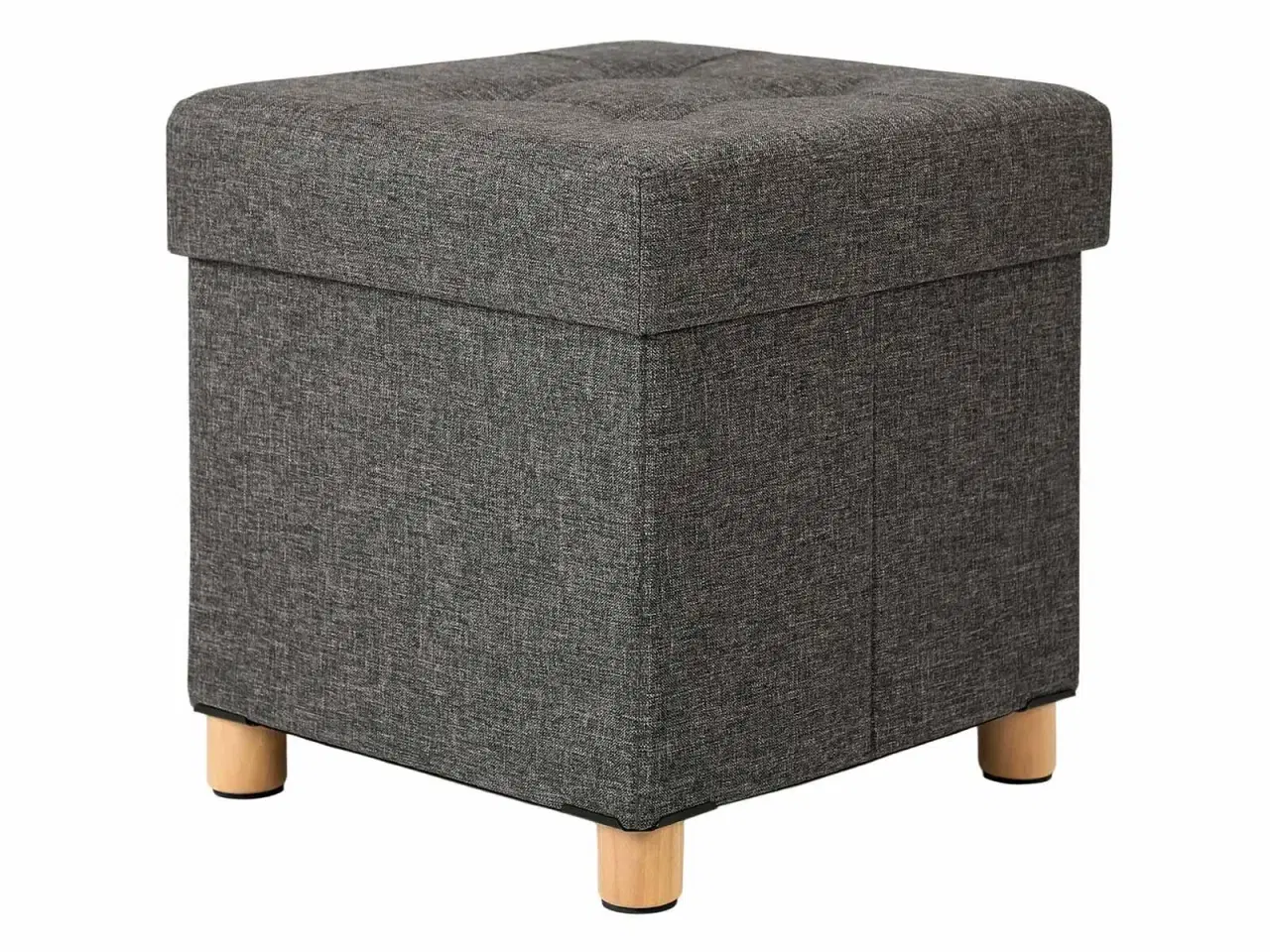 Billede 2 - Puf med opbevaring sammenklappelig kube, mørkegrå, 38×38×40 cm