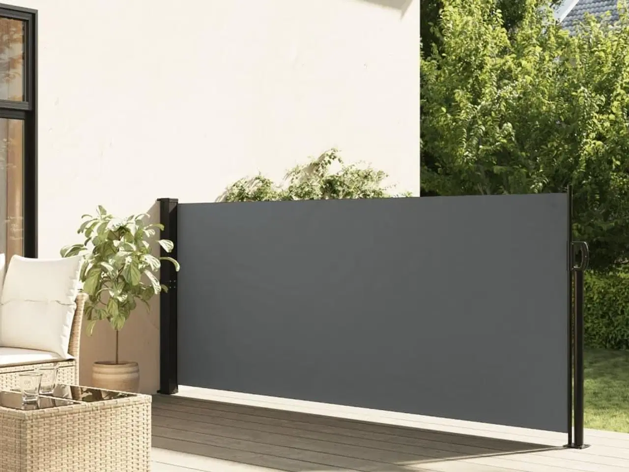Billede 1 - Sidemarkise 100x500 cm sammenrullelig antracitgrå
