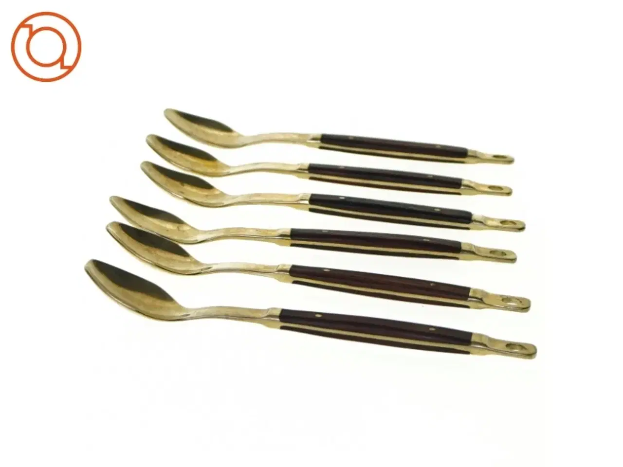 Billede 4 - 6 stk. Retro Teskeer Messing & Palisander Fi3126 (str. 15 x 3 cm)