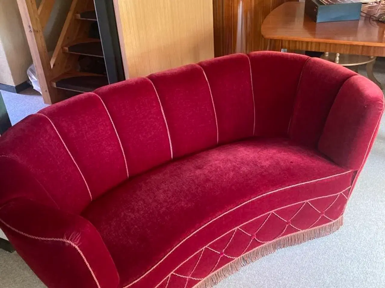 Billede 2 - Sofasæt retro rødt velour