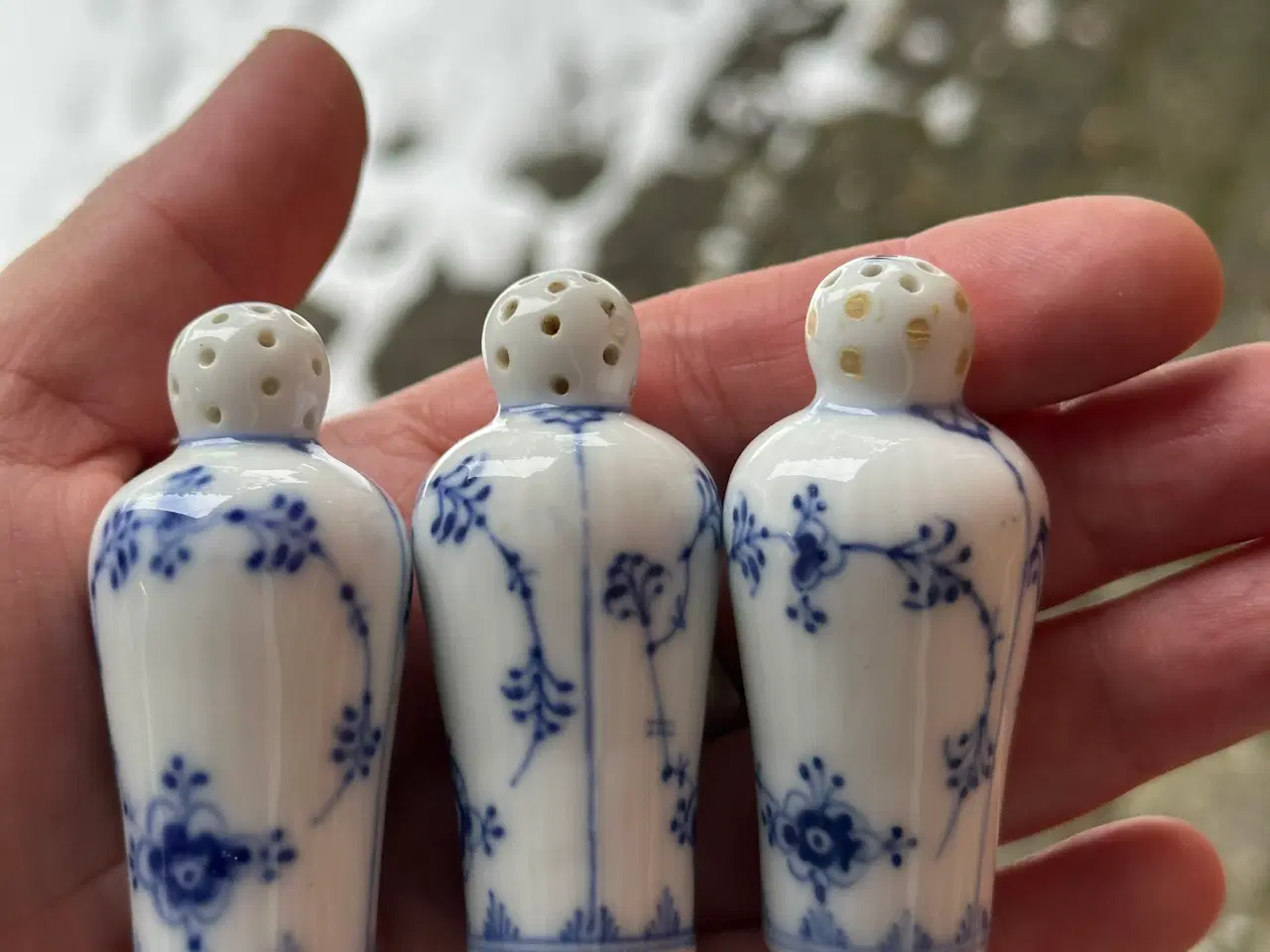 Billede 1 - 3 Royal Copenhagen musselmalede peberstrå/bøsser