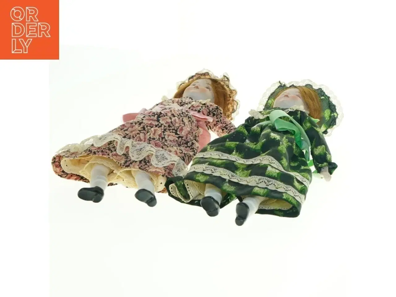 Billede 3 - Porcelænsdukker med blomstrede kjoler (str. 30x12 cm)