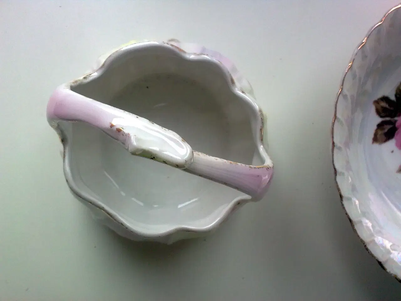 Billede 4 - Perlemor pink gul kurv m guld el rose skål SOLO