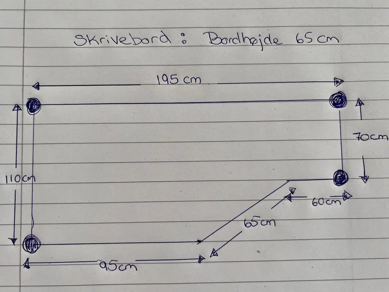 Billede 4 - STORT OG FLOT SKRIVEBORD (B195xD110xH65cm)
