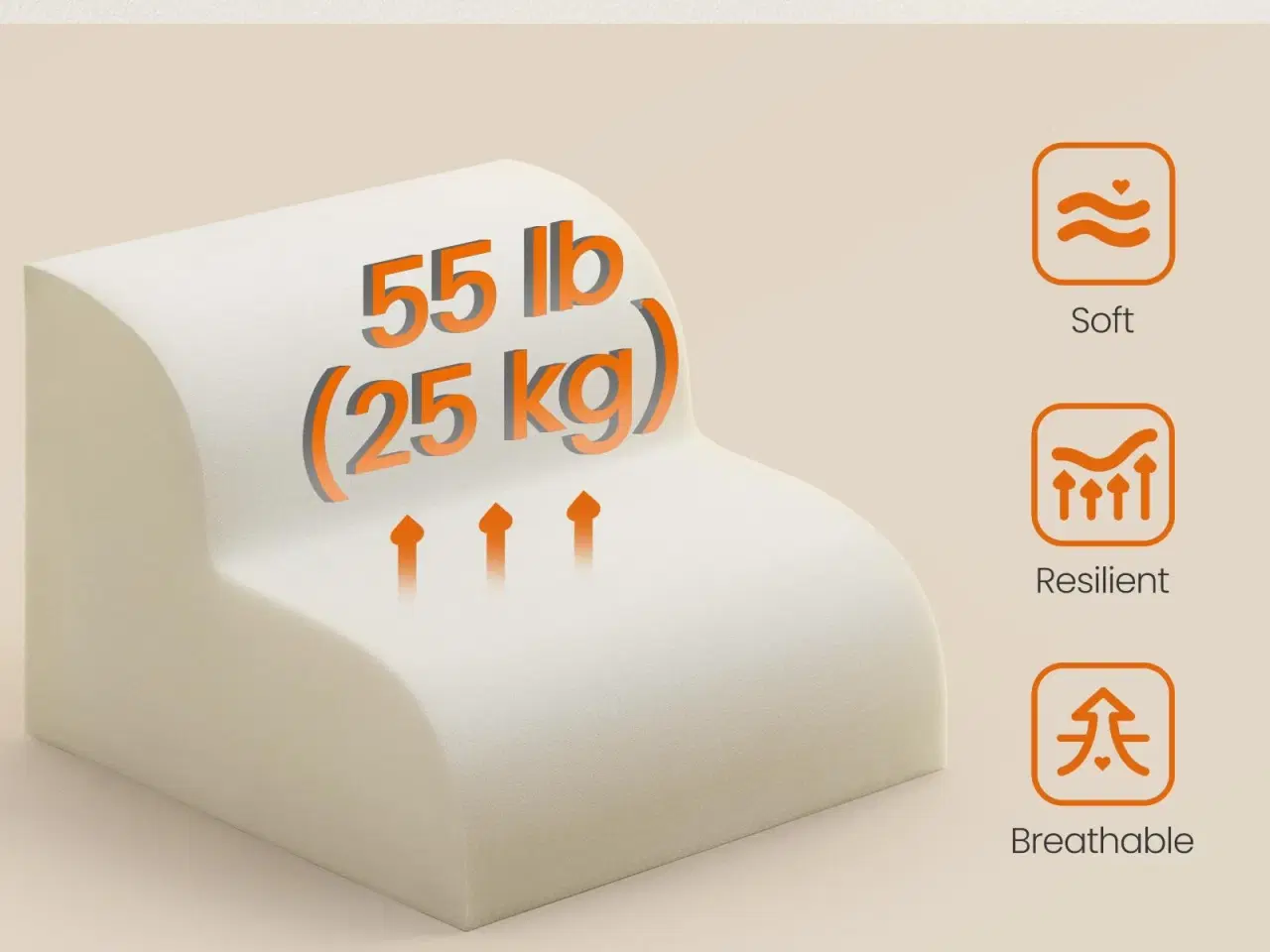 Billede 4 - FEANDREA hundetrappe 2-trins – blid rampe til sofa og seng, skridsikker, aftageligt vaskbart betræk, vandtæt foring, håndtag – duegrå (PPS002G01)