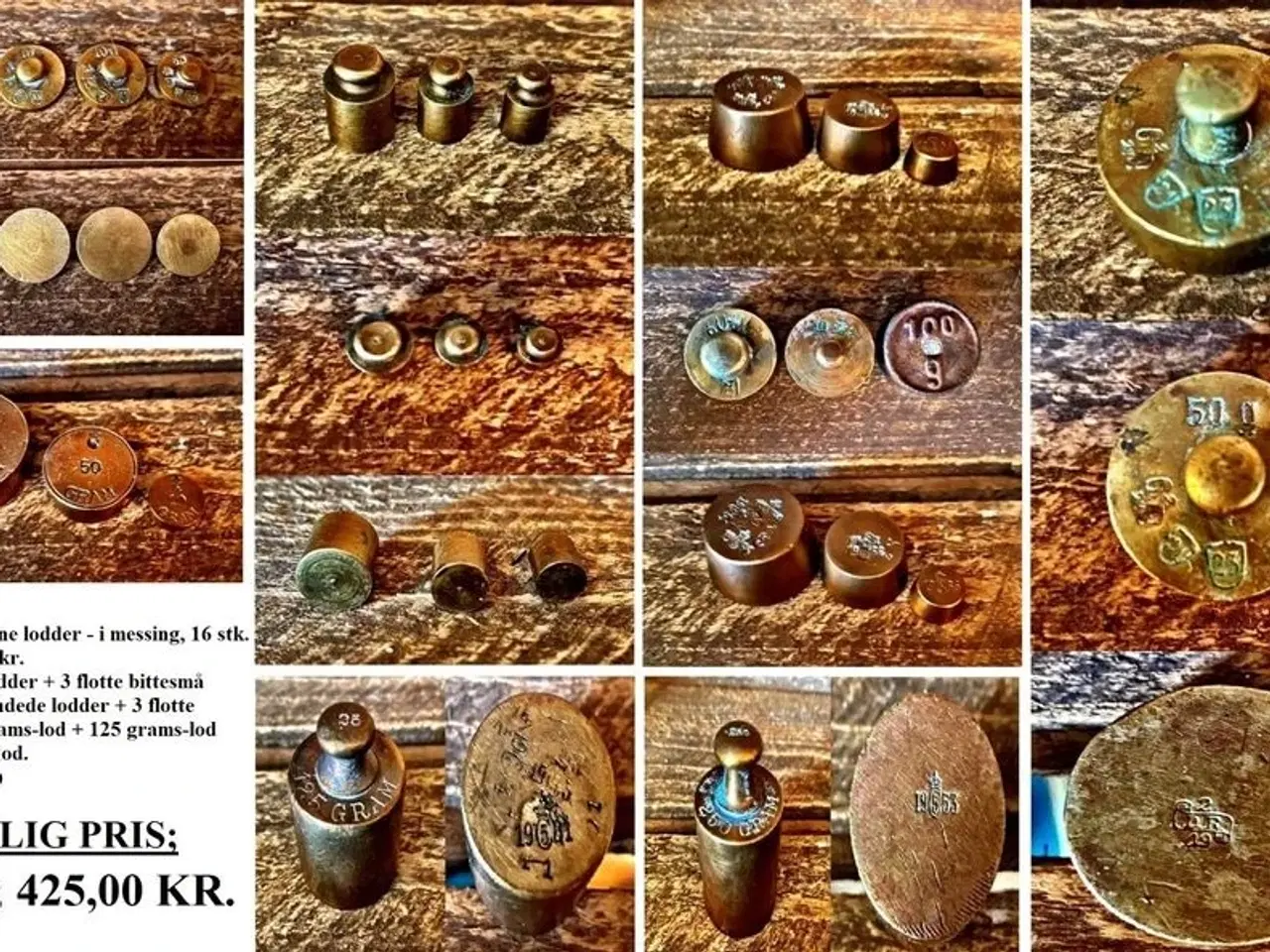 Billede 1 - * LOT af små fine lodder - i messing, 16 stk.