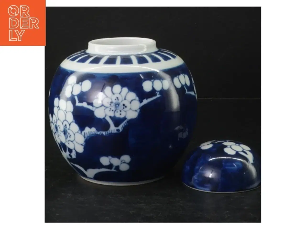Billede 3 - Kinesisk blå-hvid porcelænskrukke (str. 16 cm)