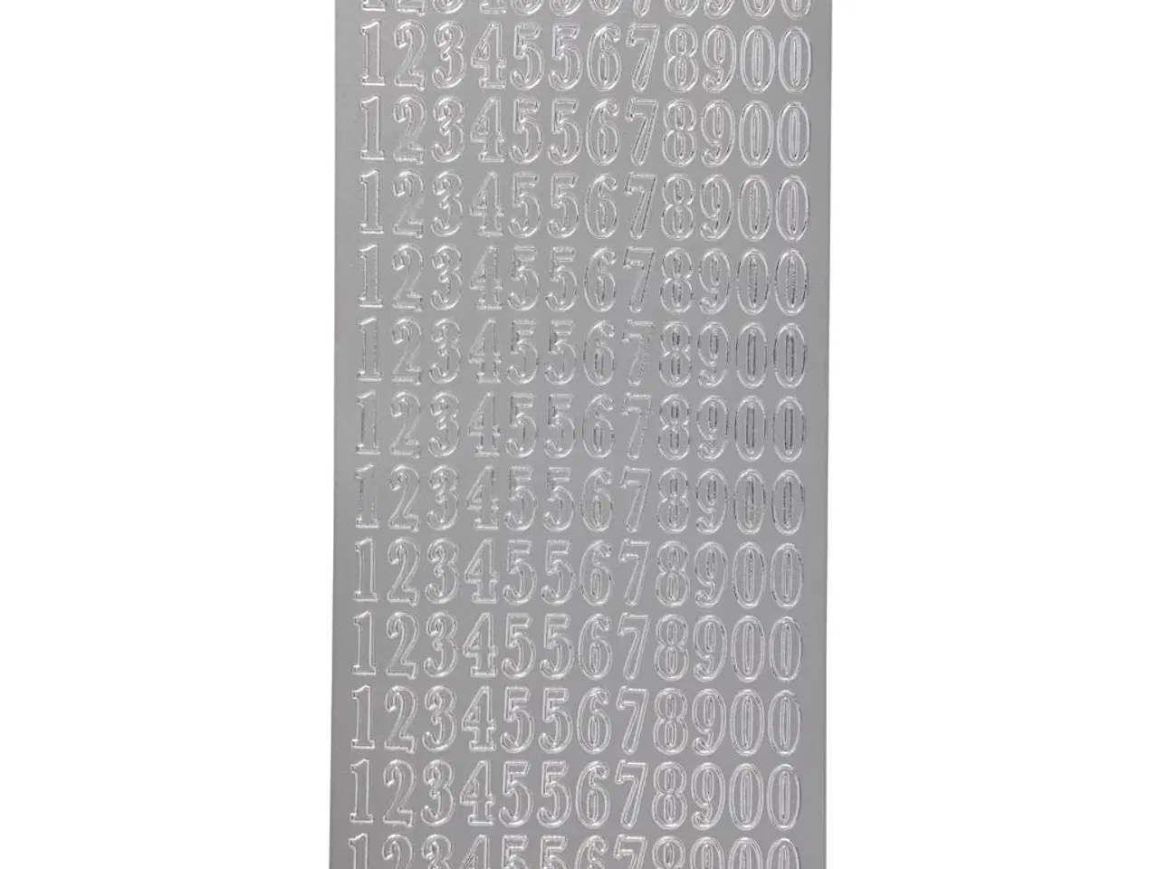 Billede 1 - Stickers, tal, ark 10x23 cm, sølv, 1 ark