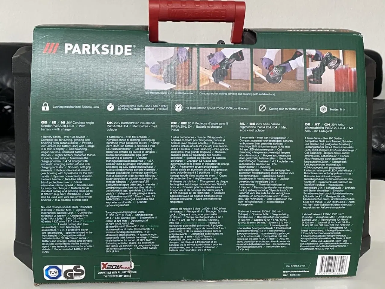 Billede 14 - Parkside X20V Team Vinkelsliber Batteridrevet Rød/