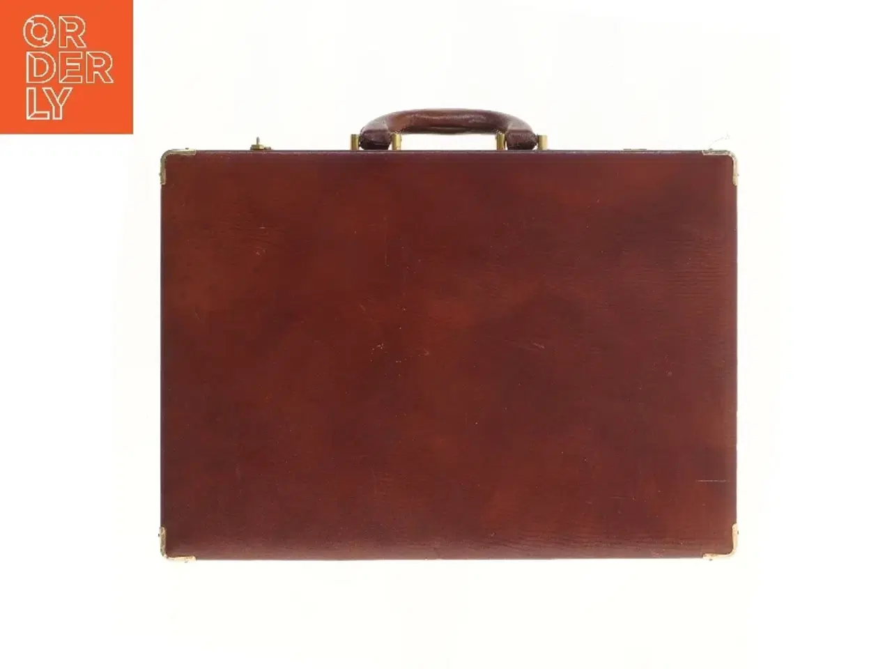 Billede 2 - Brun læderkuffert (str. 44x31,5 cm)