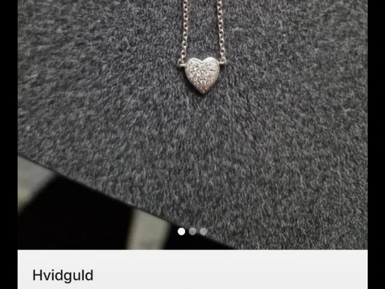 Billede 1 - Hvidguld halskæde. Hjerte hvidguld med firemanter