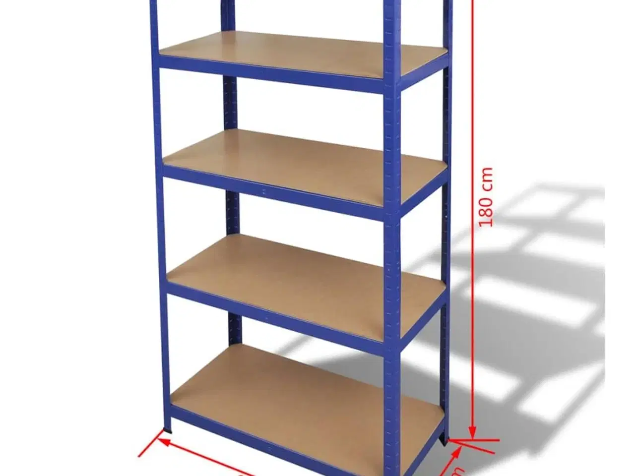 Billede 7 - Opbevaringsreol 5 hylder stål og konstrueret træ blå