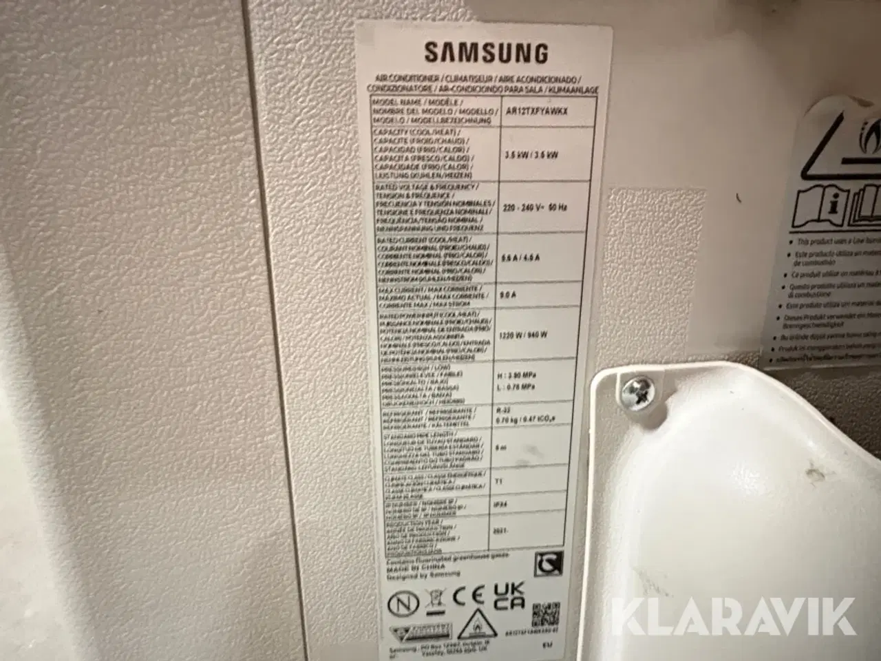 Billede 10 - Varmepumpe luft/luft Samsung AR12TXFYAWKX