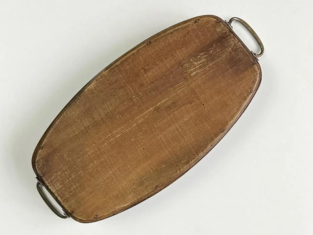 Billede 9 - Antik træbakke m bemalet glasplade