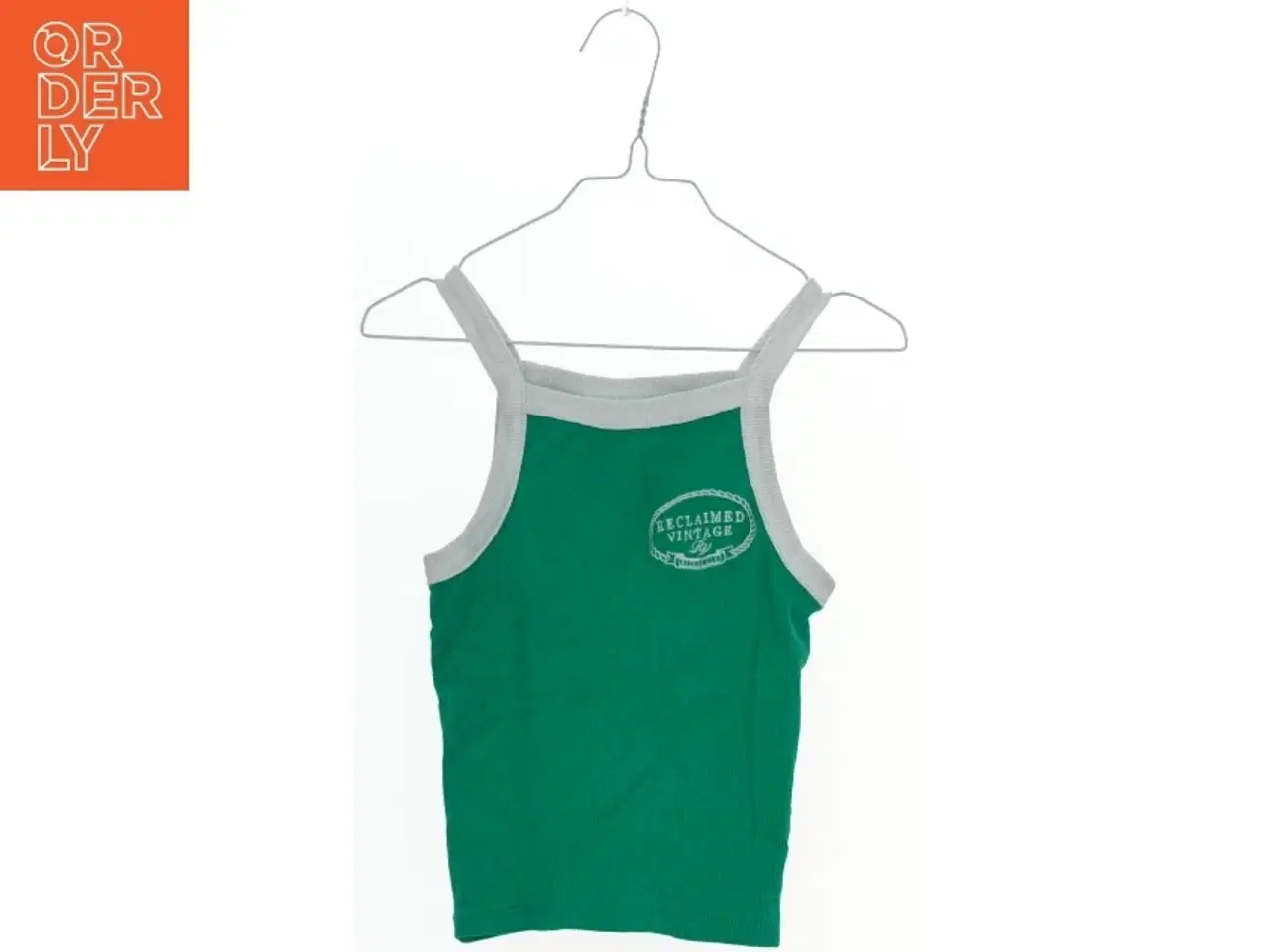 Billede 1 - Grøn tank top med hvide kanter (str. 128)