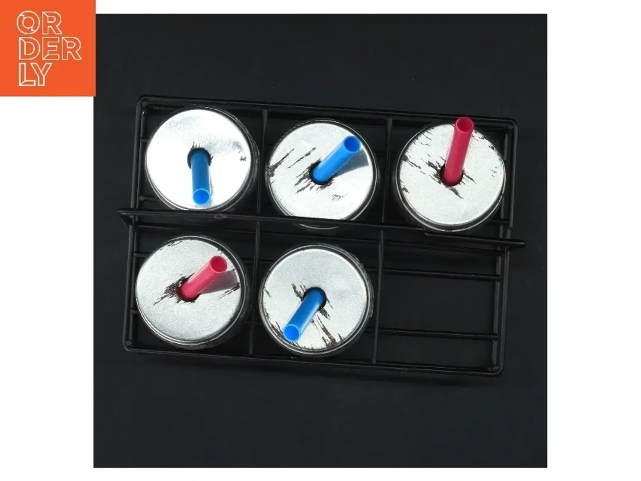 Billede 2 - Glaskrukker med sugerør i holder (str. 16,5x11 cm)